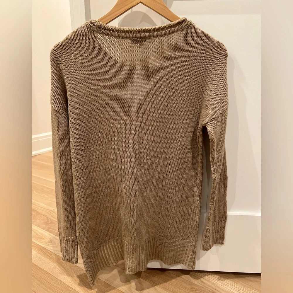 Tan Knit Crewneck Long Sleeve Sweater [Small]